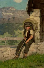Älplerbueb by Hans Bachmann, oil on canvas, sold Dec 2019