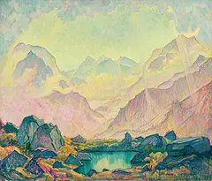 Blick gegen Maroztal und Piz Maroz by Clara Porges, oil on canvas, sold Dec 2019
