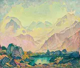 Blick gegen Maroztal und Piz Maroz by Clara Porges, oil on canvas, sold Dec 2019
