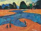 Südliche Landschaft, um 1948 by Carl Walter Liner, oil on board, sold Dec 2019