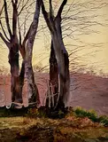 Bäume im Winter by Otto Baumberger, watercolor, offered Dec 2019
