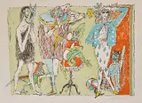 Drei Figuren by Alois Carigiet, 1982, color lithograph, sold Dec 2019