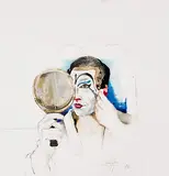 Selbstportrait by Rolf Knie, 1986, mixed media, offered Dec 2019
