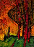 Les Arbres Rouges by Walter Mafli, mixed media, sold Dec 2019