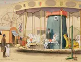 Karussell by Niklaus Stoecklin, 1950, watercolor, offered Dec 2019