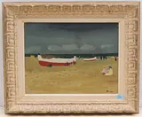 Am Strand von Blokhus, 1953 by Jacques Fuchs, oil on canvas, sold Dec 2019