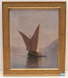 Schiffe auf dem Genfersee by Albert Gos, oil on canvas, sold Dec 2019