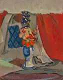 Bouquet rouge et bleu, petit Bouquet", 1957 by Conrad Meili, oil on board, offered Dec 2019