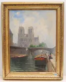 Paris, Blick vom Ufer der Seine auf Notre-Dame by Marie Rollé, oil on canvas, offered Dec 2019