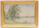 Uferpartie bei Stein am Rhein by Hans Sturzenegger, oil on canvas, sold Dec 2019