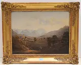 Blick von der Höhe des Schlosses Werdenberg gegen Buchs(?), 1852 by Konrad Usteri, oil on panel, sold Dec 2019