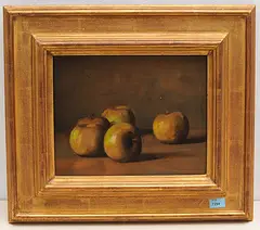 Fünf Äpfel by Werner Weber, oil, offered Dec 2019