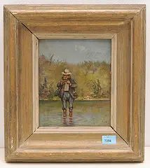 Naturforscher im Sumpf by Fritz August Vitalis Widmann, oil on board, sold Dec 2019