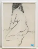 Sitzender Akt by Peter Andermatt, 1989, charcoal, offered Dec 2019
