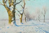 Verschneite Allee by Walter Moras, oil on canvas, sold Sep 2019