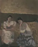 Zwei sitzende Frauen by Alfred Aberdam, oil on canvas, sold Sep 2019