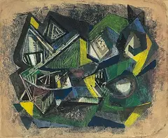 Ohne Titel by Hubert Berke, 1948, mixed media, sold Sep 2019