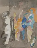 Zusammenkunft avantgardistischer Dichterinnen by Hubert Berke, 1974, watercolor, sold Sep 2019