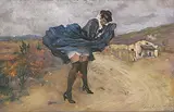 Der Windstoss by Silvio Bicchi, 1911, pastel, offered Sep 2019