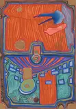 Kleiner Palast der Krankheit by Friedensreich Hundertwasser, 1970, color woodcut, sold Sep 2019
