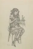 Sitzende Frau mit Katze by Rudolf Schlichter, pencil, offered Sep 2019