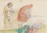 Studie mit Pinsel und Farbe neu entworfen by Franciszek Starowieyski, 1980, mixed media, sold Sep 2019