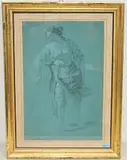 Zugeschrieben Studie einer schreitenden, jungen Frau mit Korb by Louis Léopold Robert, pencil, offered Sep 2019