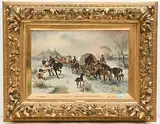 Pferdetransport im Kaukasus by F. Orlowski, oil on panel, sold Sep 2019