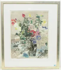 Blumenstillleben by Hubert Berke, mixed media, sold Sep 2019