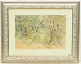 Waldszene by Paul-Émile Pissarro, watercolor, sold Sep 2019