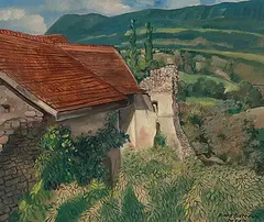 Vieille maison en Savoie by Aimé Barraud, oil on canvas, offered Sep 2019
