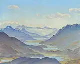 Blick auf die Oberengadiner Seenplatte, 1932 by Louis Dürr, oil on canvas, sold Sep 2019
