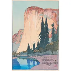 Untitled by Hiroshi Yoshida, woodcut in colors, sold Jan 2023