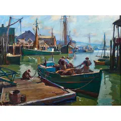 Gloucester Harbor by Emile Albert Gruppe, oil on canvas, sold Jan 2023