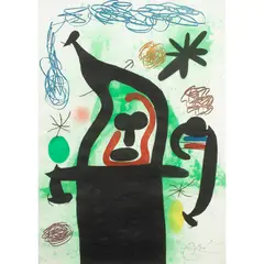 La Harpie by Joan Miró, 1969, etching and aquatint in colors with carborundum, sold Feb 2023