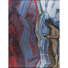 Reading in the Rocks by Guy Anderson, 1986, oil on paper laid down on panel, sold Feb 2023