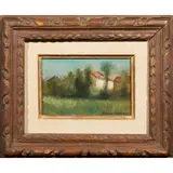 Cottage by Rolando Columbini, 1948, oil on board, sold May 2023