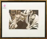 Judaic Scene by Charles Bragg, etching, sold May 2023