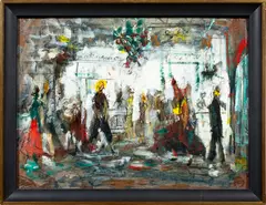 Untitled (Storefront) by Pascal Cucaro, mixed media on panel, sold May 2023