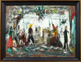 Untitled (Storefront) by Pascal Cucaro, mixed media on panel, sold May 2023
