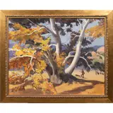 Playing Fetch by Marques E. Reitzel, oil on board, sold May 2023