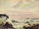 Untitled by W. Reginald Watkins, watercolor, sold May 2023
