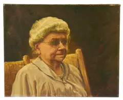 elderly lady by Vincent Nesbert, oil on canvas, sold Jan 2026