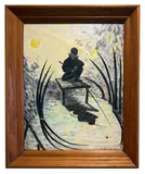 man fishing by Alexander Gassel, oil on board, sold Jan 2026