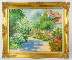titled on stretcher "Giverny et sa lumiere" (Giverny and its light) by Claude Cambour, oil on canvas, sold Feb 2026