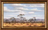 Bushveld Trees by Nico Coetzee, oil on canvas mounted on board, sold Mar 2025