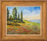 Champ de Coquelicots" [Field of Poppies] by Paul-Émile Pissarro, Oil on Canvas, sold Oct 2024