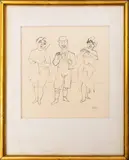 Figural Group and Standing Man by George Grosz, Ink on Paper, sold Oct 2024