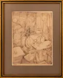 Kaffeehaus (Cafe des Westens)" [Coffeehouse (Cafe of the West)] by George Grosz, circa 1913, Ink on Paper, sold Oct 2024