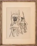 Vor dem Auftritt (Akrobaten)" [Before the Performance (Acrobats)] by Max Beckmann, 1923, Lithograph on Paper, sold Oct 2024